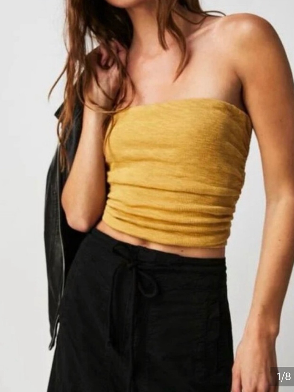 Free People Boulevard Tube Top Yellow Sz Large NWOT